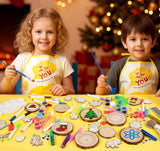 Timburst Wooden Crafts to Paint-Glow in The Dark, 20 Pcs Wood Slices, Wooden Painting Crafts for Kids, Kids Activities Creative Art Set for Birthday Christmas Timburst