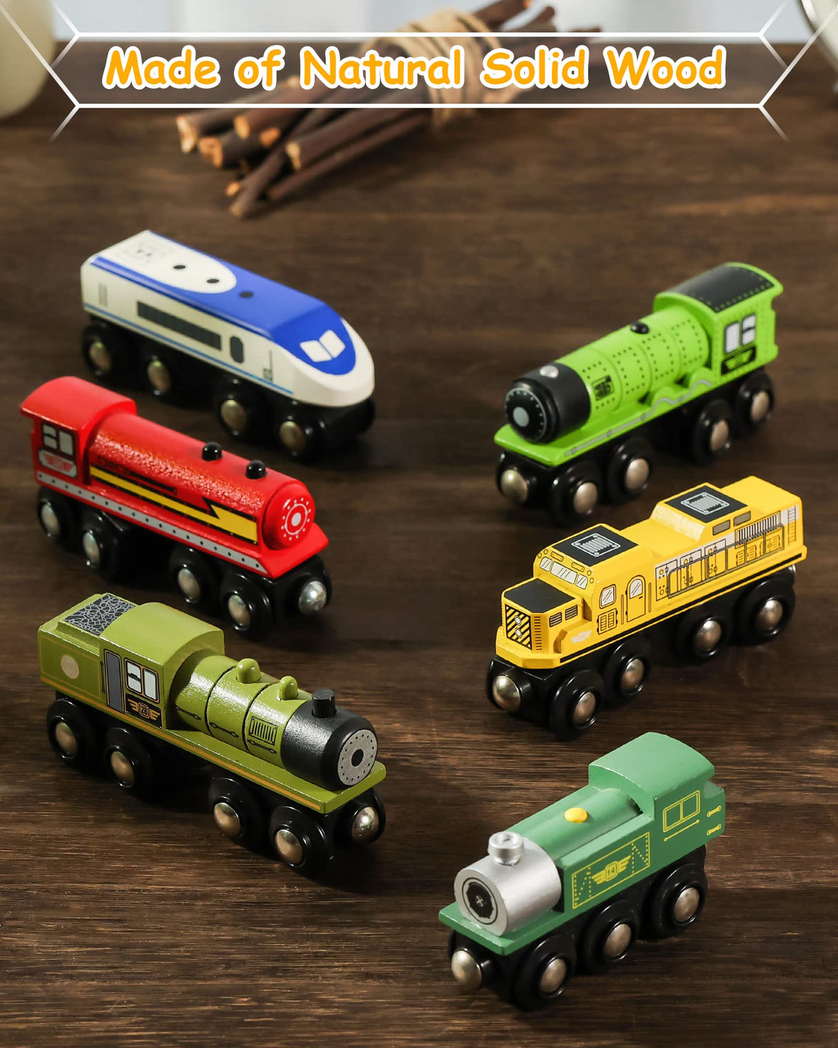 SainSmart Jr. Wooden Train Set Accessories, Magnetic Toy Car Set (10 PCS), Compatible with All Major Brands, Gift for Toddlers, Boys, and Girls Aged 3+ SainSmart Jr.