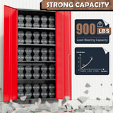 INTERGREAT Metal Lockable Storage Cabinet, 72” H Storage Cabinet with 2 Doors and 4 Adjustable Shelves for Office, Home, Garage, Pantry (Assembly Required, 18”D, Black Red) INTERGREAT