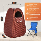 Single Person Sauna, Portable Steam Sauna Full Body for Home Spa, Sauna Tent with Steamer 2.6L 1000W Steam Generator, 90 Minute Timer, Chair, Remote Control Included(Brown) Steupoek