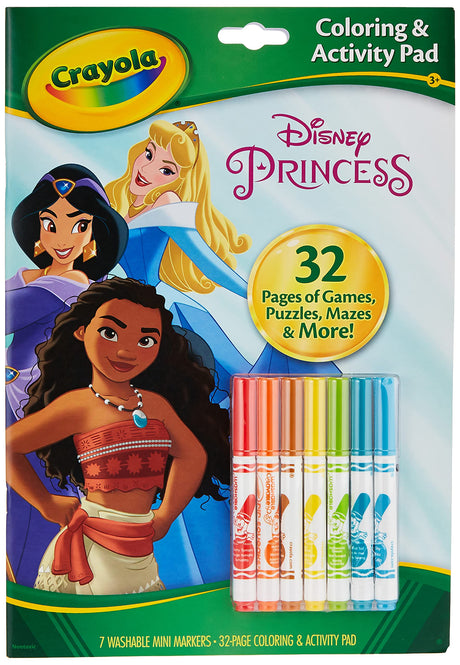 Crayola Disney Princess Color & Activity Book, 32 Coloring Pages & 7 Mini Markers, Gift for Kids, Packaging May Vary Crayola