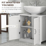 kleankin Pedestal Sink Storage Cabinet, Under Sink Cabinet, Bathroom Vanity Cabinet with Double Doors and Adjustable Shelf, White kleankin