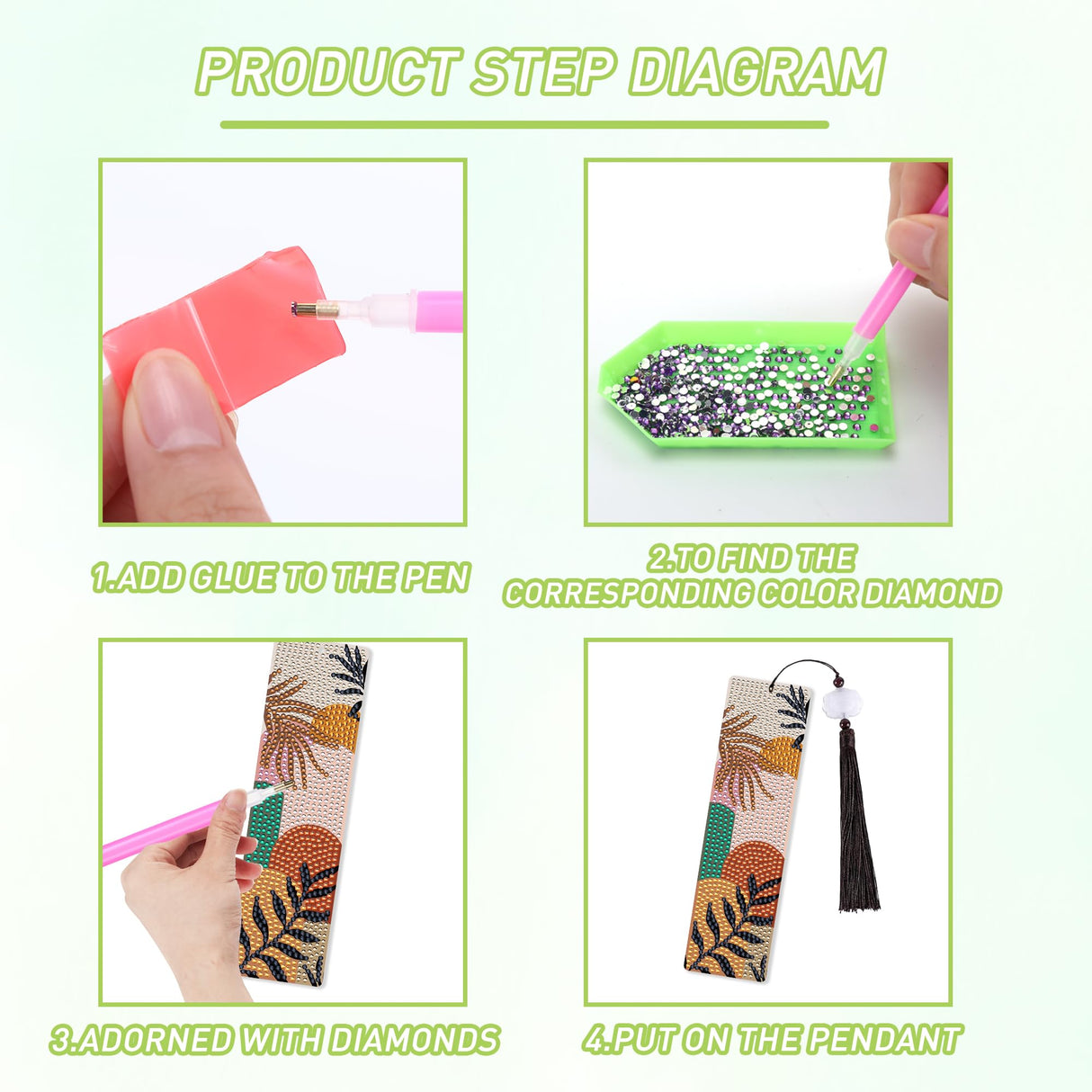 Boho Diamond Painting Bookmark Kit: 6PCS Aesthetic Diamond Art Bookmarks with Tassels, Bohemian Diamond Art Book Marks, DIY Craft Gift for Book Lovers, Reading Accessories for Adults & Kids CRASHOT