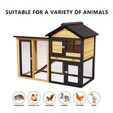 XiliqingEco Chicken Coops Outdoor Wooden Double-Decker Chickens with Deep Push-Pull Trays, Non-Slip Slopes, Waterproof Asphalt Roof Suitable for a Variety of Animals (Yellow Black) XiliqingEco