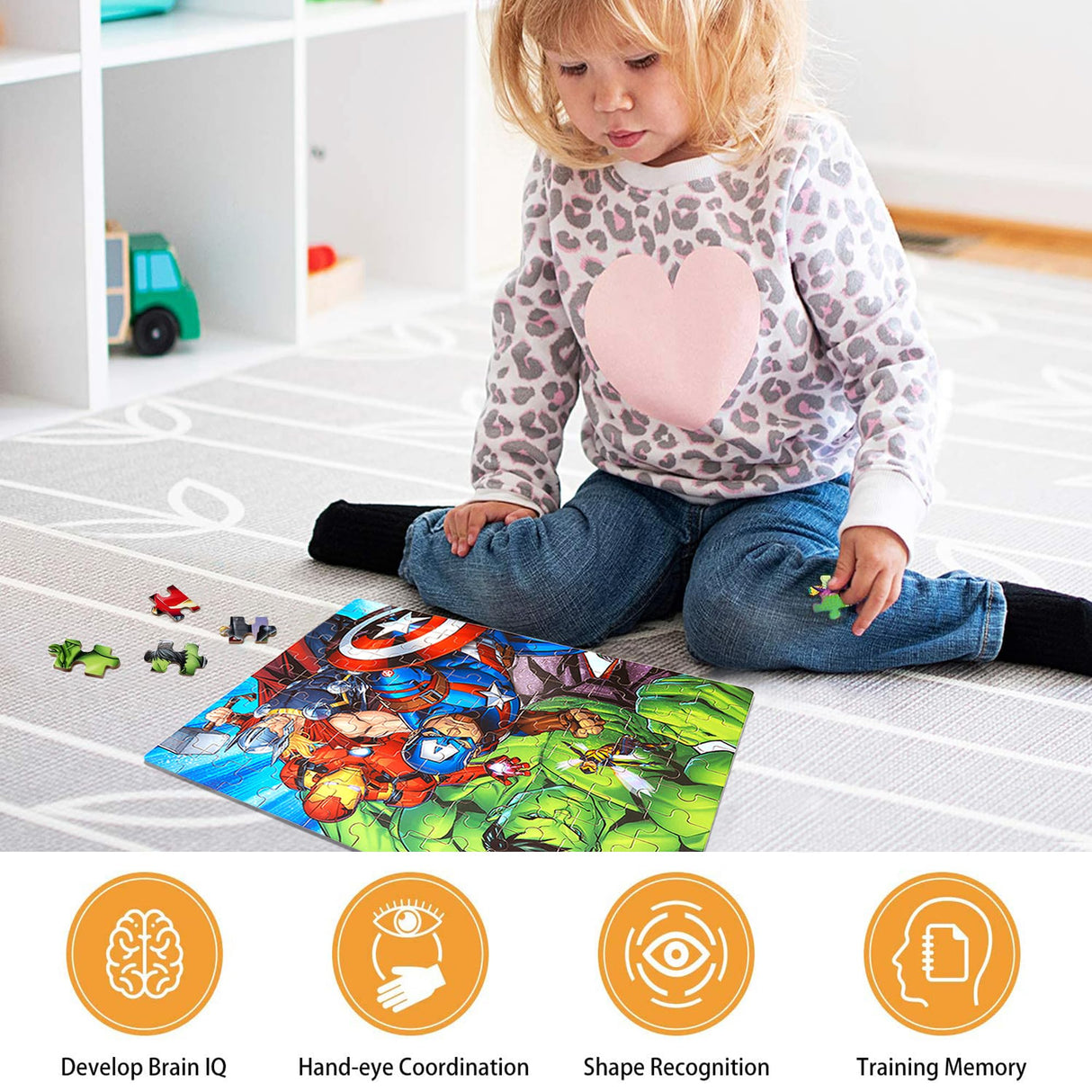 LELEMON Puzzles for Kids Ages 4-8,100 Piece Puzzles for Kids in a Metal Box, Educational Kids Puzzles Jigsaw Puzzles 100 Piece Puzzle Games Puzzle Toys Childrens Puzzles for Girls and Boys LELEMON