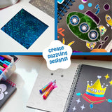 DINO MINI Foil4Fun - Foil Art for Kids - Craft Kits for Kids Ages 4-8 - Includes 16 Foil Art Pages and 16 Coloring Pages - Screen Free Birthday Gifts - Airplane and Travel Activities (Under The Sea) DINO MINI