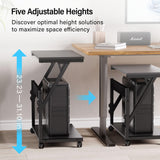 Faesun Computer Tower Cart - Height Adjustable PC Stand, 2-Tier ATX-Case CPU Holder Home Office Gaming Desk Accessories with Rolling Lockable Wheels, Laptop Table Standing Computer Desk, Rustic Black Faesun