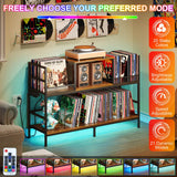 Record Player Stand with Power Outlets & LED Lights, Turntable Stand Cabinet Holds 350+ Vinyl Records, Storage Shelf with 3 Adjustable Dividers for Living Room Audio Video, Gift for Vinyl Lover Sonyabecca