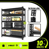SDXYSTCE Garage Shelving Heavy Duty 2500LBS Loads, 48" W Adjustable Garage Storage Shelves, 5-Tier Metal Shelving Units and Storage, Industrial Utility Shelf, 48" Wx18 Dx78 H,Black SDXYSTCE