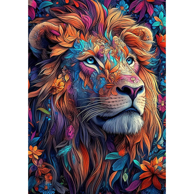 EOBROMD Diamond Art Kits for Adults Lion, DIY Flowers Diamond Art Painting Kits for Adults Beginners, 5D Full Drill Diamond Dots with Diamond Gem Art and Crafts for Home Wall Decor 12x16inch