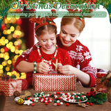 ROADPLUM 320 PCS Christmas Wooden Beads with Jute Twine, 16mm Wooden Christmas Beads in 11 Styles, Wooden Craft Beads with Holes for Christmas Party Holiday Decoration and Bracelet Making ROADPLUM