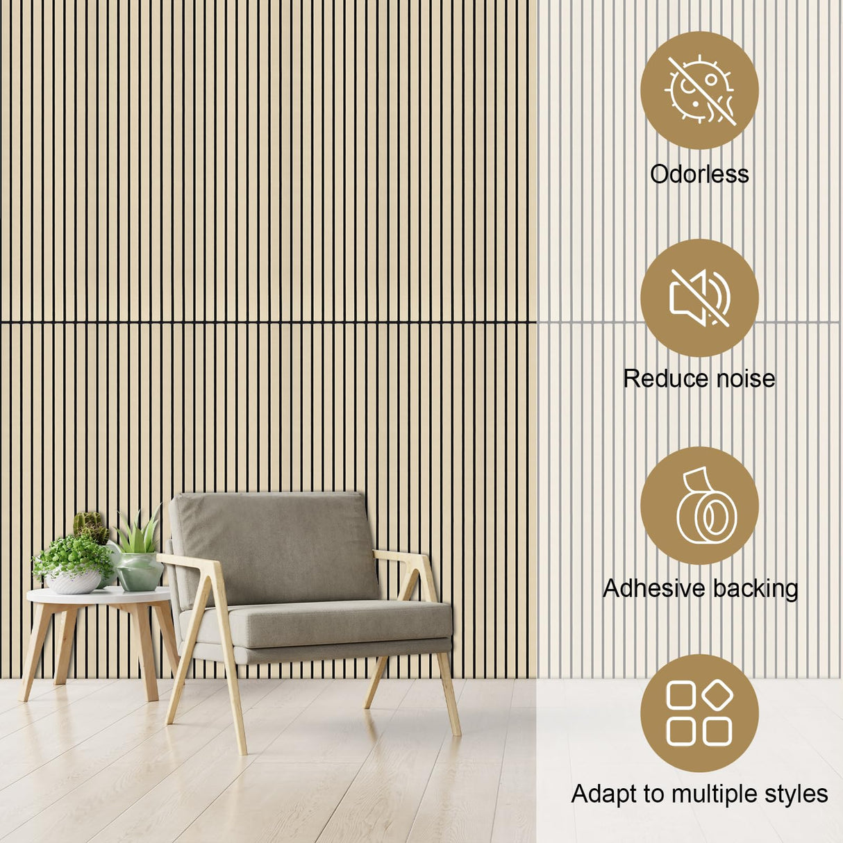 SDLDEER 10 Pack Acoustic Panels, 48"X 12"X 0.4" Sound Proof Panels for Walls, Self-Adhesive Acoustical Wall Panels, Sound Proofing Panels Acoustic Treatment for Home Office Decoration SDLDEER