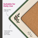 Portmeirion Christmas Tree Placemats, Set of 4 - Cork-Backed Heat Resistant Placemats for Dining Table - Hard Board with Christmas Tree Design, Stain Resistant and Durable (15.7" x 11.7") Portmeirion