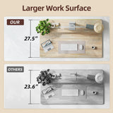 TIQLAB 48 * 28 Inch Standing Desk with Four Drawers, Electric Sit Stand Table, Stand Up Desk Adjustable Height with Storage Shelf, Splice Board, Maple TIQLAB