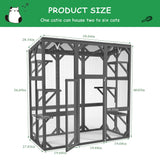 YOPTO 59" Wooden Catio Enclosure Outdoor Cat House with Anti-UV& Waterproof, Platforms and Resting Boxes Walk-in Cat Kennel Shelter for Indoor,Dark Grey YOPTO
