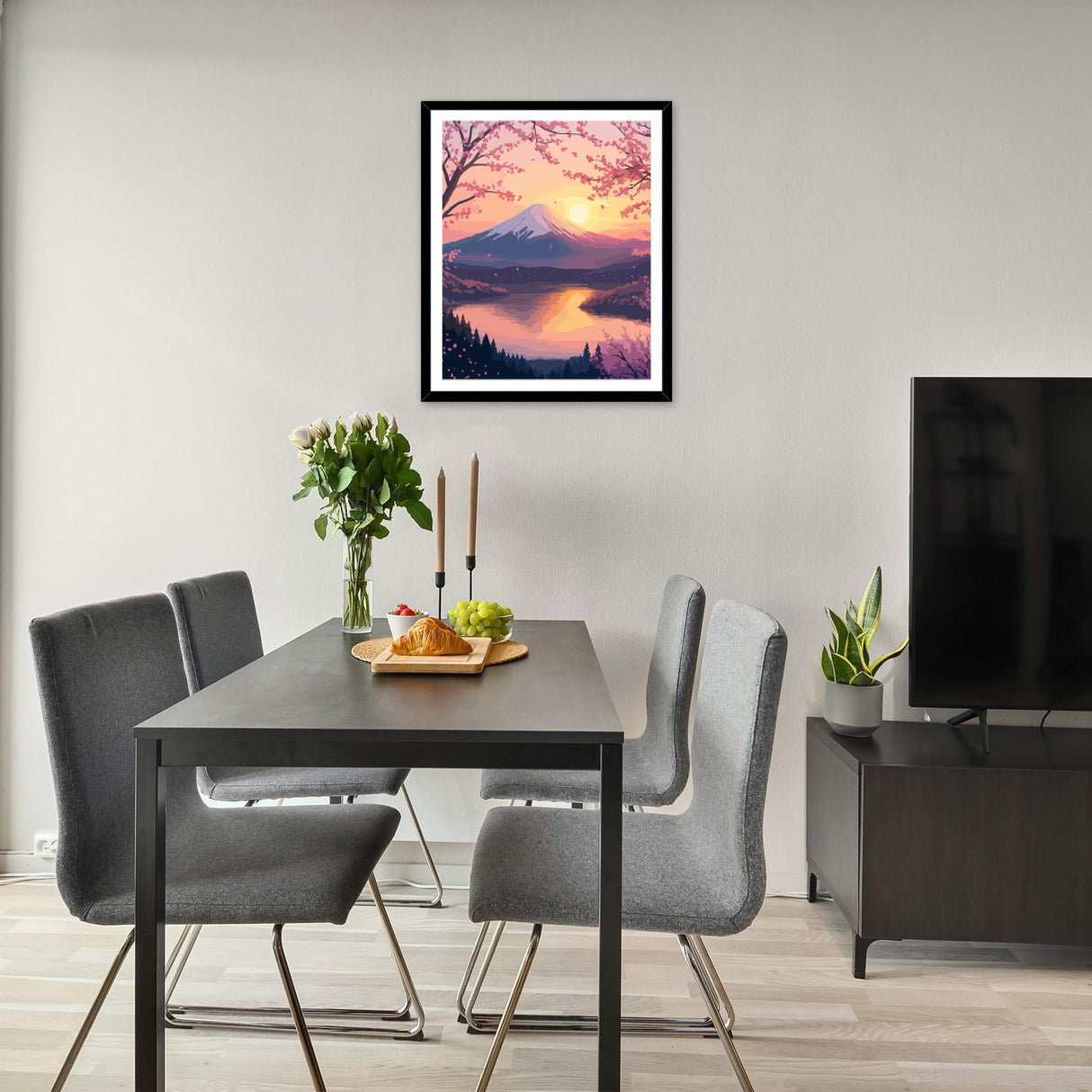 ARNLRDYA Mount Fuji Paint by Number Kits for Adults Beginner, Cherry Blossoms Paint by Numbers, Floral Sunset Acrylic Painting for Gift Home Decor(16×20inch, Unframe) ARNLRDYA