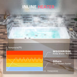 WOODBRIDGE 60" Alcove Acrylic Rectangular Whirlpool Heated Jetted Tub in White with Left Drain, Matte Black pop-up Drain Included BM6030L WOODBRIDGE