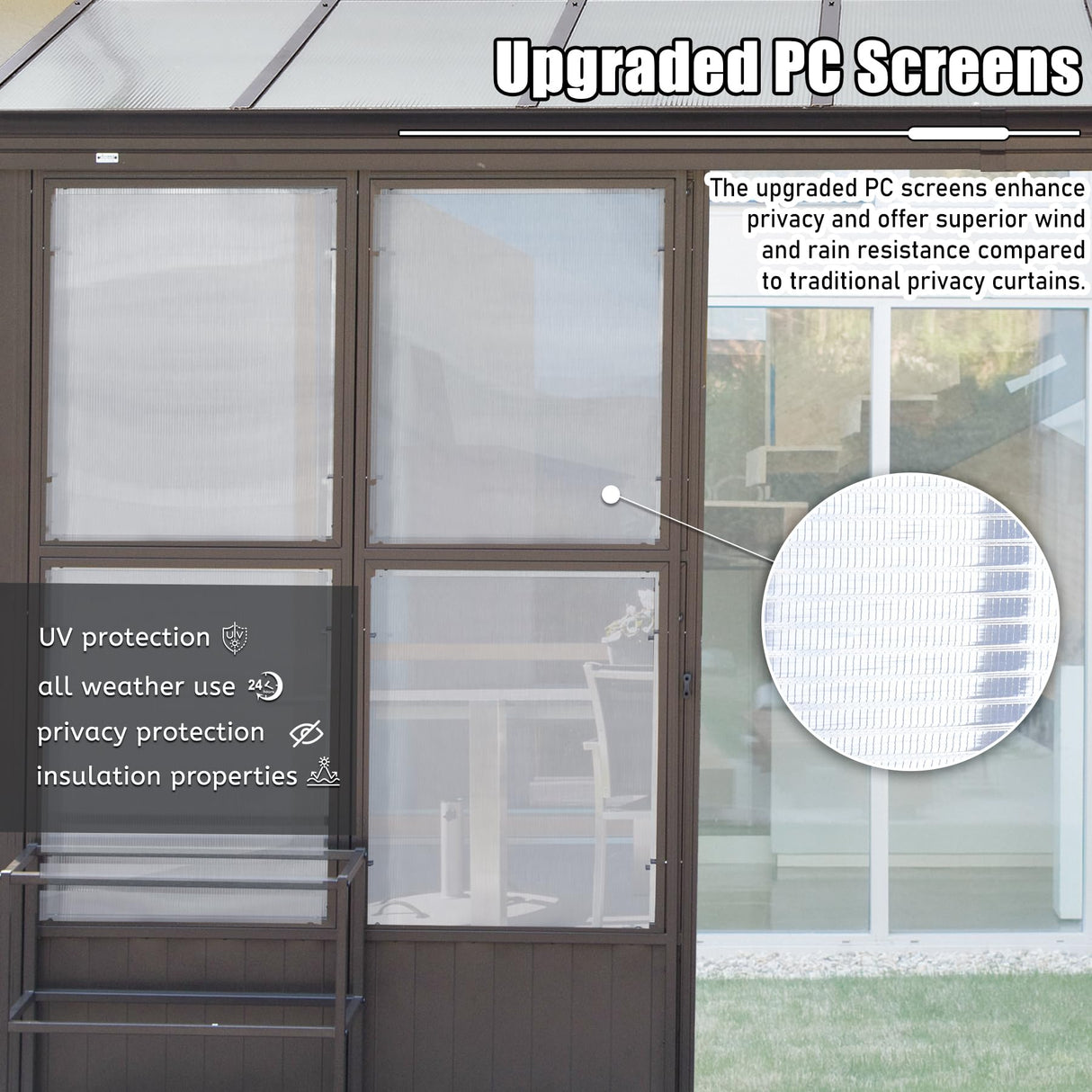 Domi 12x14FT All Season Sunroom, Outdoor Permanent Wall Mounted Solarium with Detachable Polycarbonate Windows, Aluminum Lean to Gazebo Sun Room with 2 Lockable Sliding Doors for Garden Patio Deck domi outdoor living
