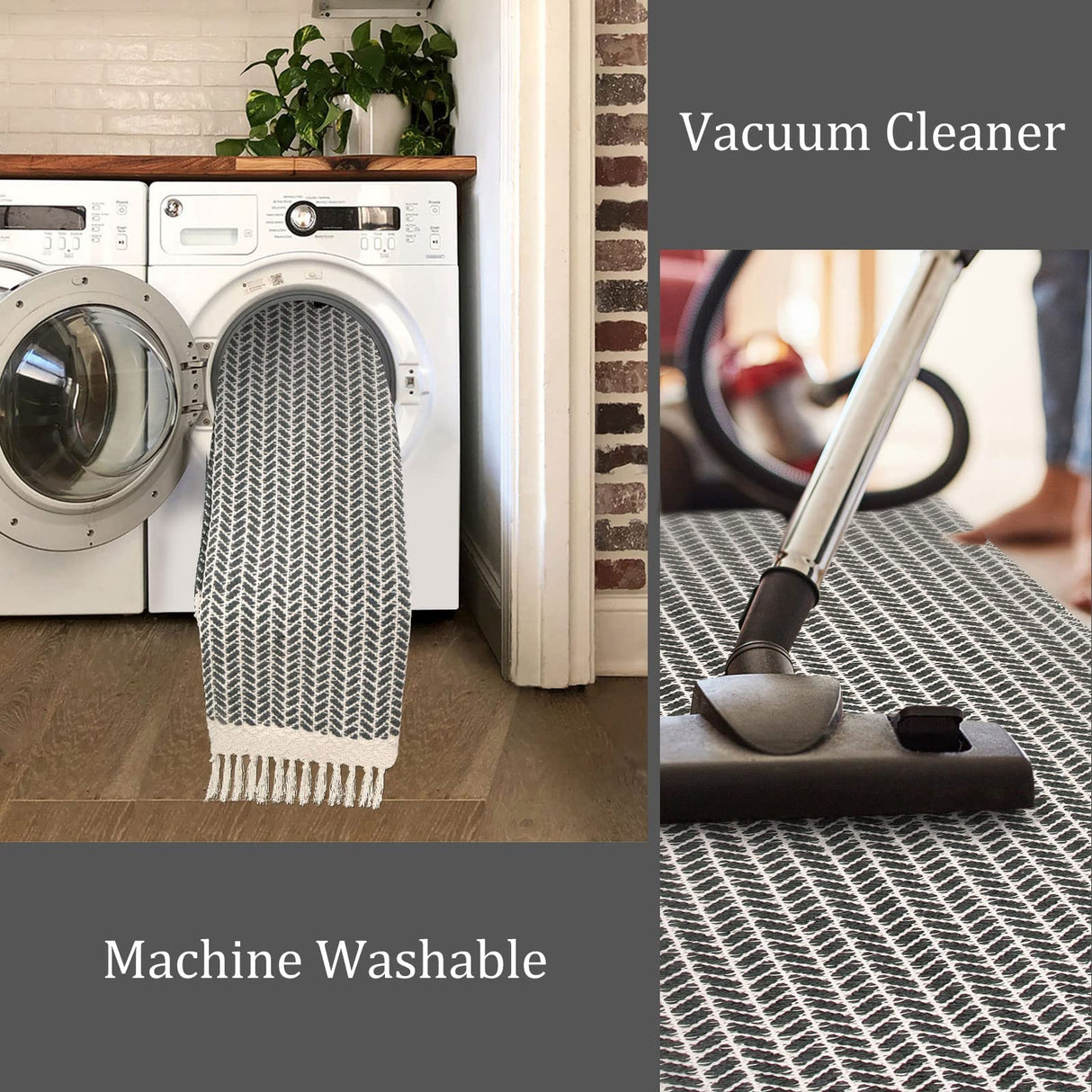 Lahome Boho Kitchen Runner, 2'6''x8 Entryway Rug Lightweight Runners for Hallway Washable Runner Rug with Tassels, Farmhouse Grey Rug Non Shedding Carpet Runner for Bathroom Foyer Lahome