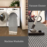 Lahome Boho Kitchen Runner, 2'6''x8 Entryway Rug Lightweight Runners for Hallway Washable Runner Rug with Tassels, Farmhouse Grey Rug Non Shedding Carpet Runner for Bathroom Foyer Lahome