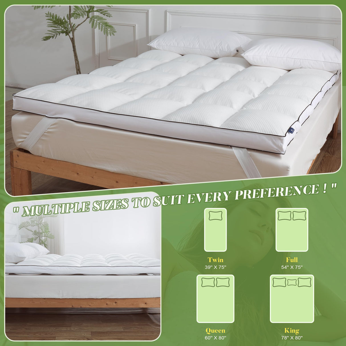Mosluna 3 Inch Memory Foam Mattress Topper Twin Size,Extra Soft Pillow Top Mattress Topper,Fluffy Shredded Memory Foam Filled,Breathable Mattress for Back Pain Relief,39x75 in. Mosluna