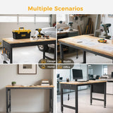 CAMMOO 48" Adjustable Heavy Duty Workbench, 2000 LBS Load Capacity Rubber Wood Work Table with Pegboard, Power Outlets, Work Bench for Garage, Workshop, Office, Home, Commercial CAMMOO