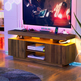 HOMMPA LED Lift Top Coffee Table and TV Stand Set of 2,Modern LED Entertainment Center with Power Outlets for up to 65" TV, Coffee Table with Hidden Compartment & 2 Open Shelve Walnut HOMMPA