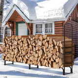 Danrelax 8ft Firewood Rack Outdoor with Cover, Wood Storage Rack for Fire log and Firewood, 600D Oxford Fabric Water-Resistant Cover, for Fireplace Indoor, Patio, Courtyard, Black Danrelax