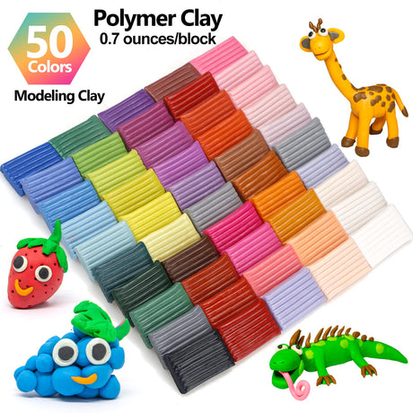 CiaraQ Polymer Clay Starter kit, Oven Bake Modeling Clay with Sculpting Tools, 50 Colors, 2.8 lb CiaraQ