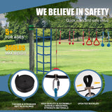 Slsy Ninja Warrior Obstacle Course for Kids, 50FT Durable Ninja Slackline Kit with 8 Complete Accessories, Playset Equipment with Swing, Climbing Net, Ladder & Monkey Bars (8 Obstacles) Slsy