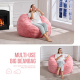 Hobestluk 3ft Bean Bag Chairs for Adults Large Beanbag Chair with Plush Faux Fur Cover Big Bean Bag Chair for Living Room Bedroom Dorm Office -Pink (36” x 36” x 22”) Hobestluk