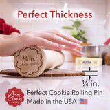 Perfect Cookie Rolling Pin 1/4-in. Fixed Depth Hardwood Made in the USA by Ann Clark Ann Clark Cookie Cutters