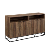 Walker Edison Angled Door Cabinet-Sideboard-Buffet with Open Shelf Storage, 58, Rustic Oak Walker Edison