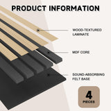 POHARE 4 Pack Wood Slat Wall Wood Paneling,95 x 8 in Soundpoof Wooden Engineered Wood Slat Wall Panels,Stylish Acoustic Wall Panels for Interior Wall Decor with Felt Backing,Oak POHARE