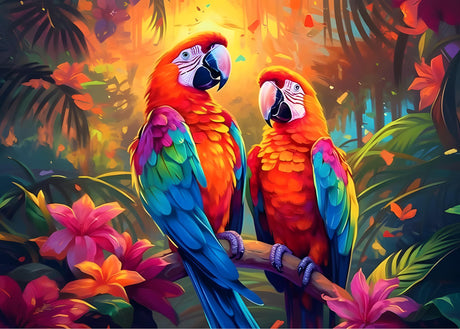 HEIBAGO Birds Diamond Painting Kits for Adults, 5D DIY Colorful Full Drill Round Diamond Art Kits with Parrots Diamond Painting, Diamond Dots Perfect for Home Wall Decor 16x12inch HEIBAGO