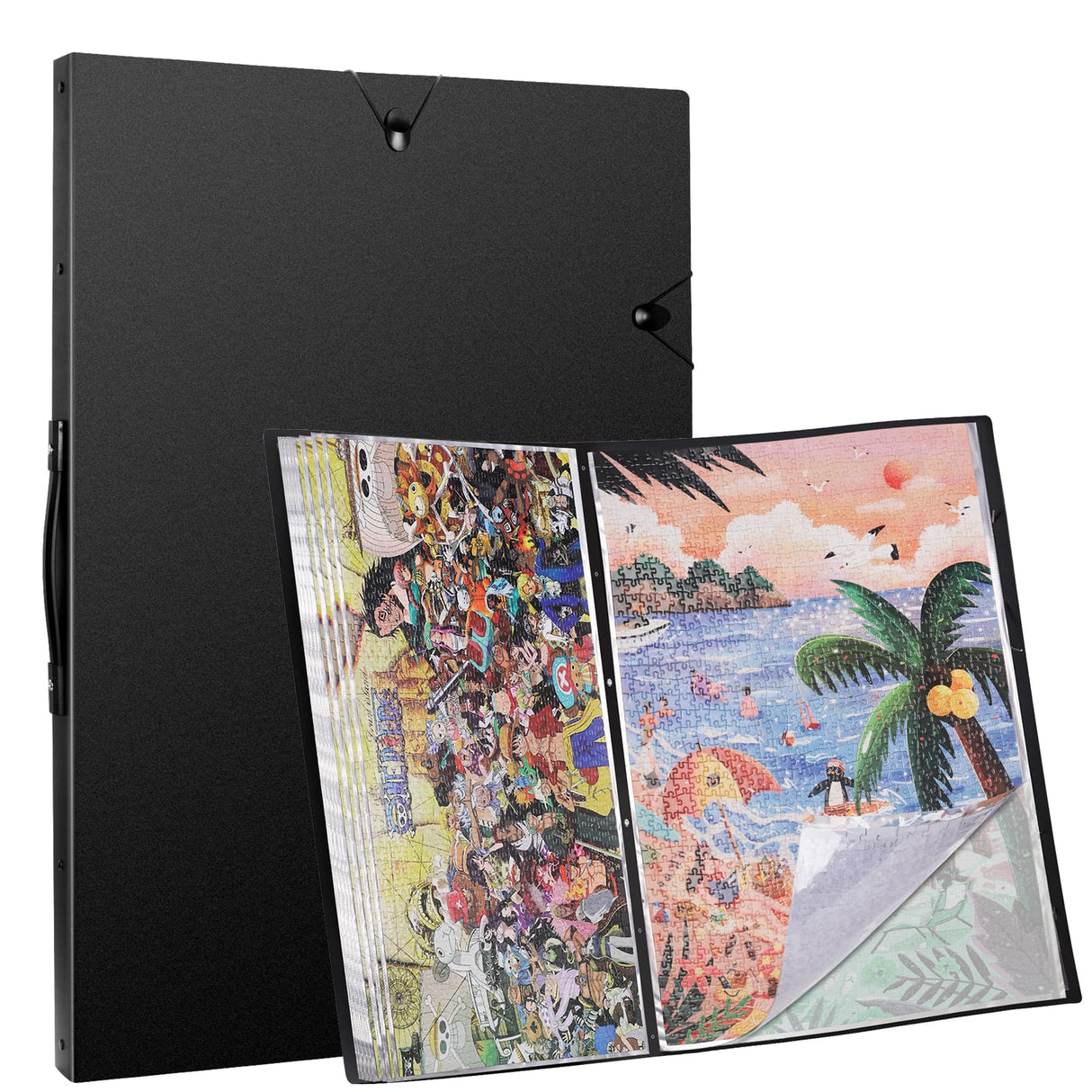 ZFCLXX Puzzle Storage Folder Keeper for Enthusiasts, 20"x 28" Iarge Capacity 1000-Pieces Puzzle Organizer Accessory, 20 Transparent High Definition Pockets, Movie Poster Storage Clip,Dust-Proof ZFCLXX