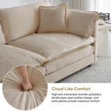 KIVENJAJA Chenille U-Shaped Modular Sectional Couch, Modern Comfy 3 Seater Deep Seat Cloud Couch with 2 Ottomans/Chaises & 5 Pillows for Living Room Office Apartment, 111.5”W, Light Camel KIVENJAJA