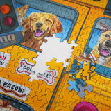 Springbok Happy Bus 500 Piece Jigsaw Puzzle for Adults and Kids - Dog Lovers Will Enjoy This Illustration by Artist Carol Luz of Lots of Happy Dogs on The schoolbus. Springbok