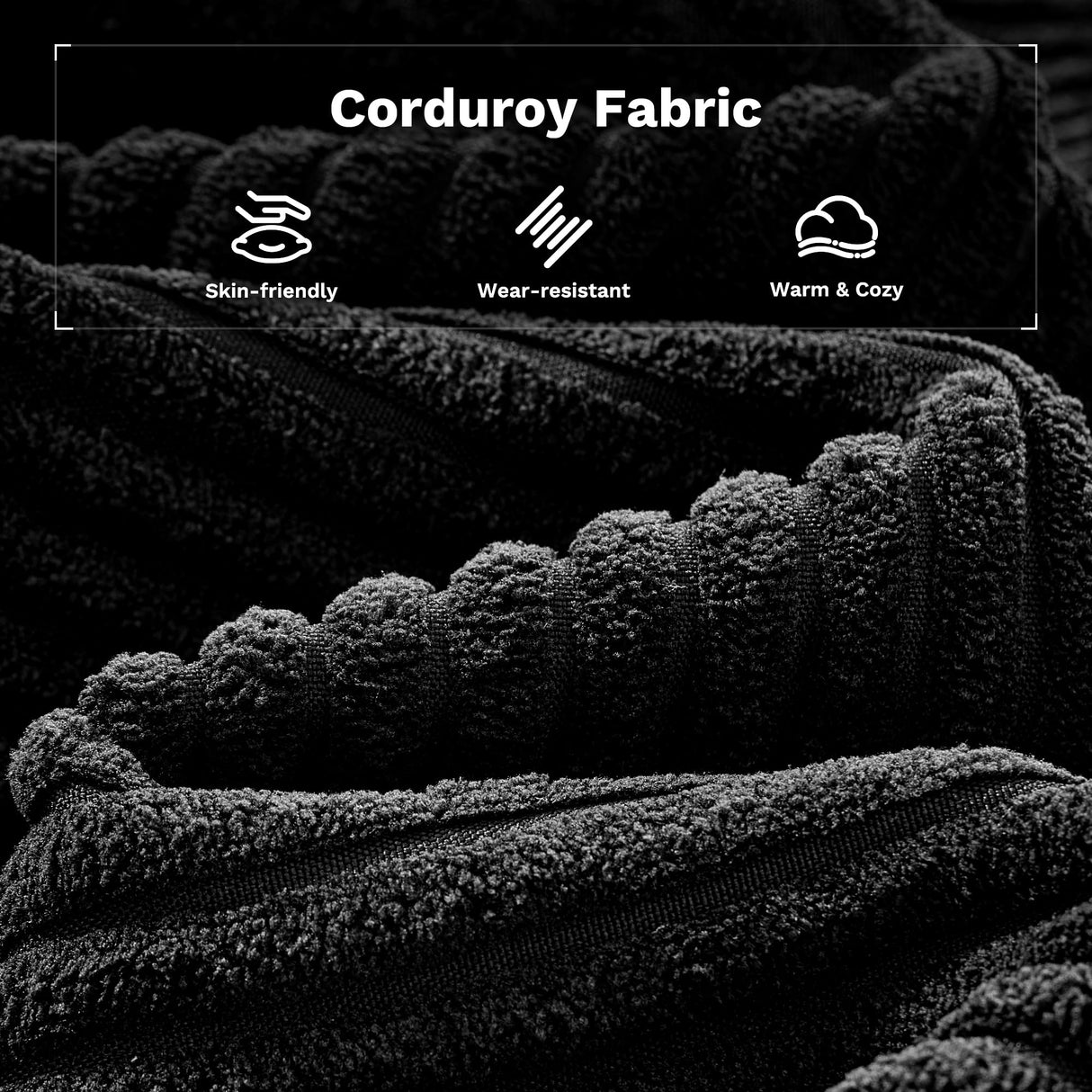 ovios Modular Sectional Sofa Couch, L-Shaped Minimalist Couches with 2 Ottomans Chaise, Comfy Deep Seat Cloud Plush Corduroy Living Room Sofas Set, 6 Seat Large Cushions, Black ovios