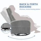 Yaheetech 360° Swivel Glider Chair for Nursery, Rocking Chair Nursing Chair with Side Pockets, Corduroy Glider for Living Room with High Back Light Gray Yaheetech