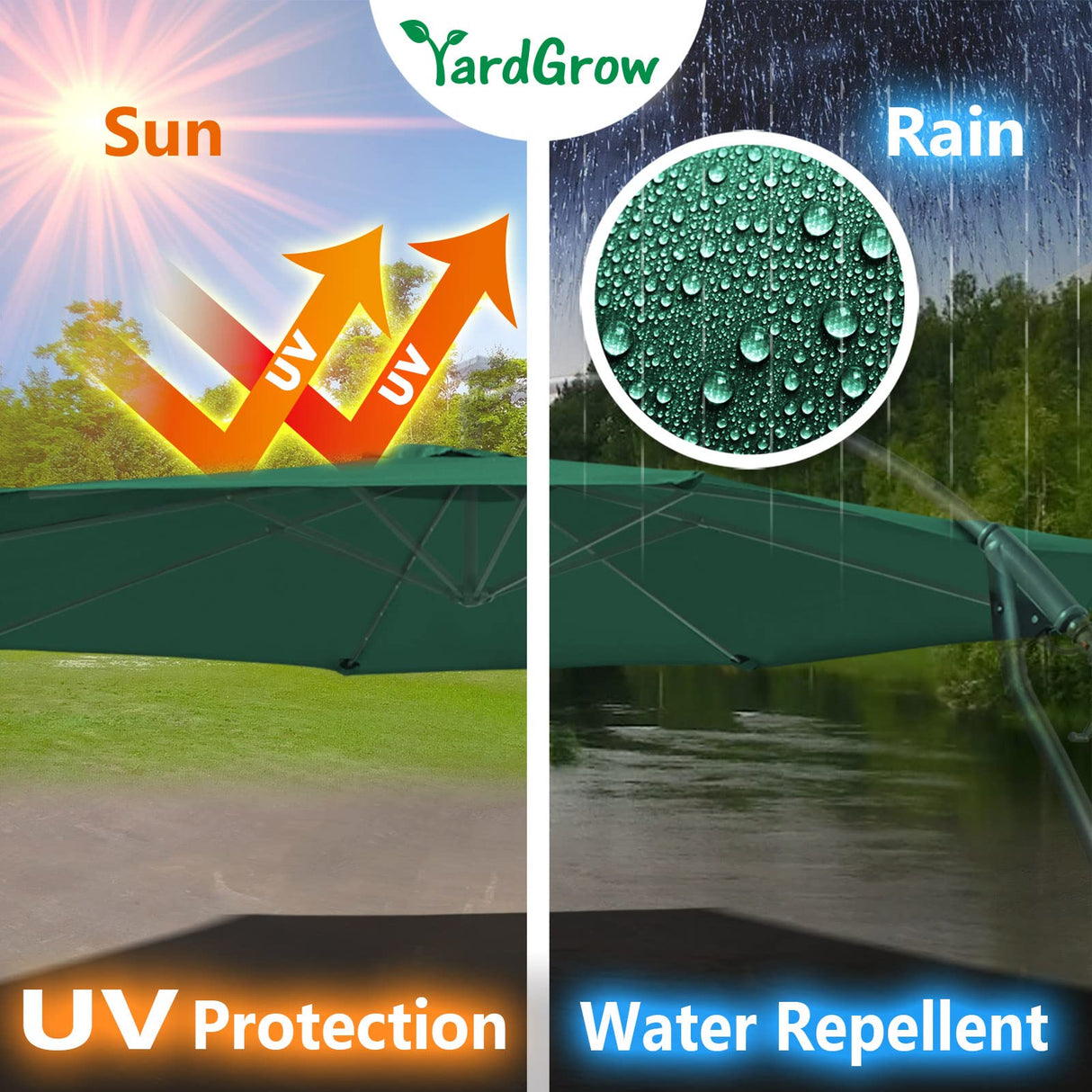 YardGrow 10ft 8 Ribs Canopy Replacement for Cantilever Umbrella, Canopy ONLY, Frame NOT Included (Green) YardGrow