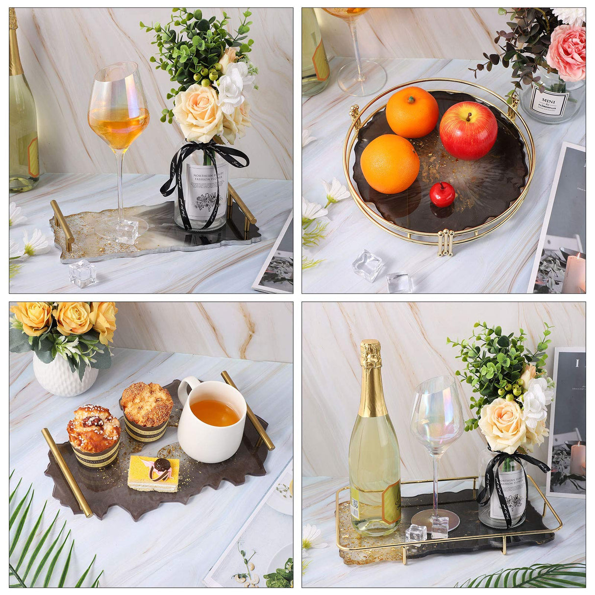 Tray Resin Molds for Casting, Gartful 4PCS Large Silicone Epoxy Molds, Geode Agate Platter Mold for Making Faux Agate Tray, Serving Board, Coaster, Fruit Mat, Jewelry Holder, Art Crafts, Home Decor Gartful