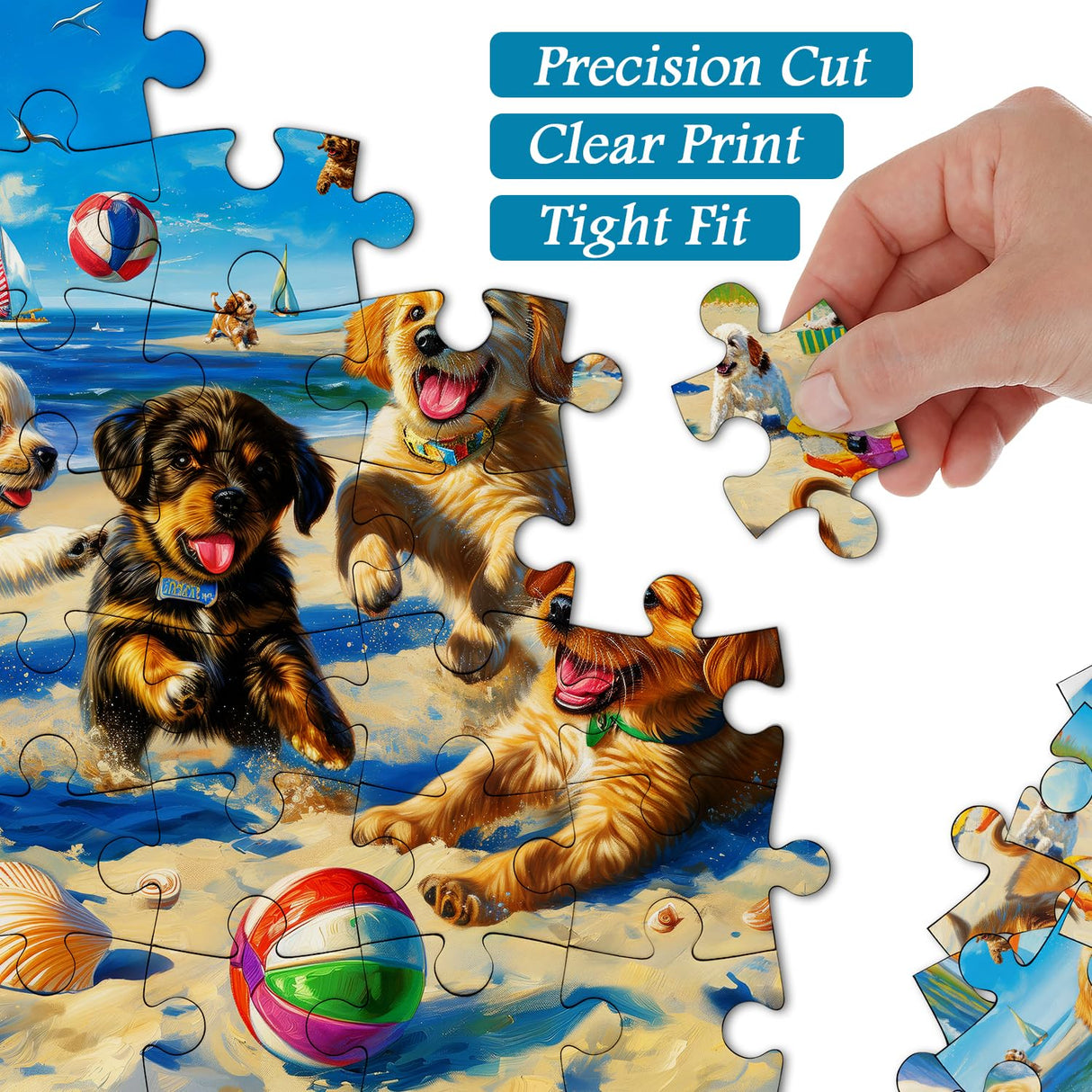 Funny Dog Puzzles for Adults 1000 Pieces and up, PICKFORU Beach Puzzle Collection Cute Dog, Puppy Animal Puzzle as Home Decor PICKFORU