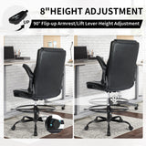 Misolant Drafting Chair, Tall Office Chair for Standing Desk, Standing Desk Chair with Adjustable Height and Flip-up Arm, Leather Drafting Chair, High Office Chair for Counter Height Desk Misolant