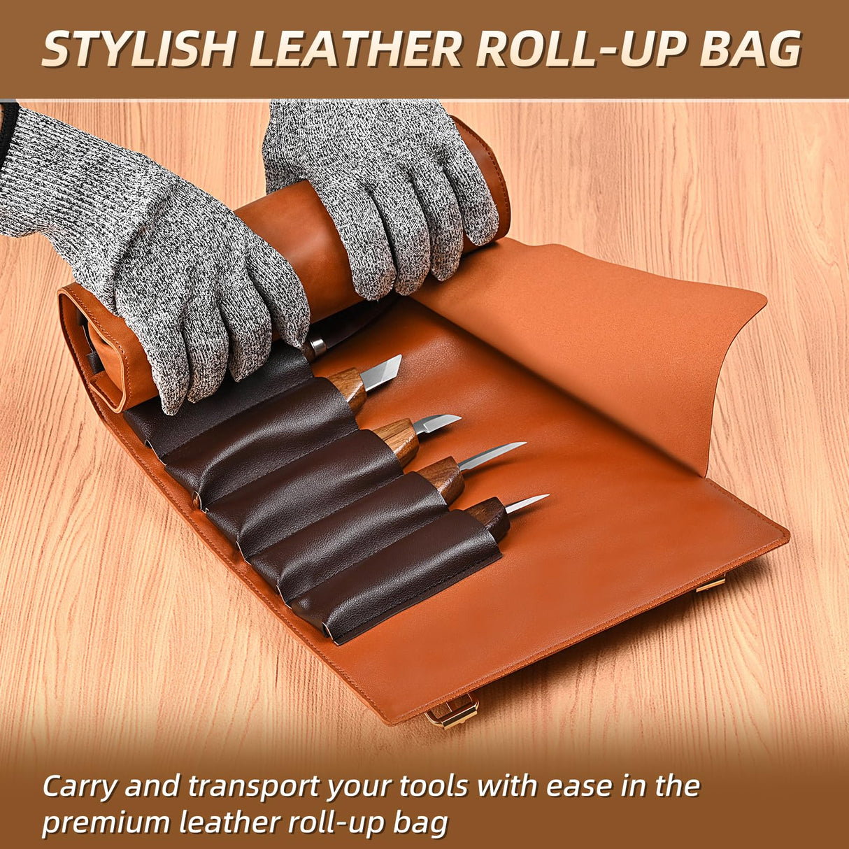 IMYMEE Deluxe Wood Carving Kit - 21Pcs Wood Carving Tools with Large Leather Case,Wood Carving Tools Set with 8Pcs Whittling Knives, 8Pcs Detail Carving Knives,Wood Whittling Kit for Beginners IMYMEE