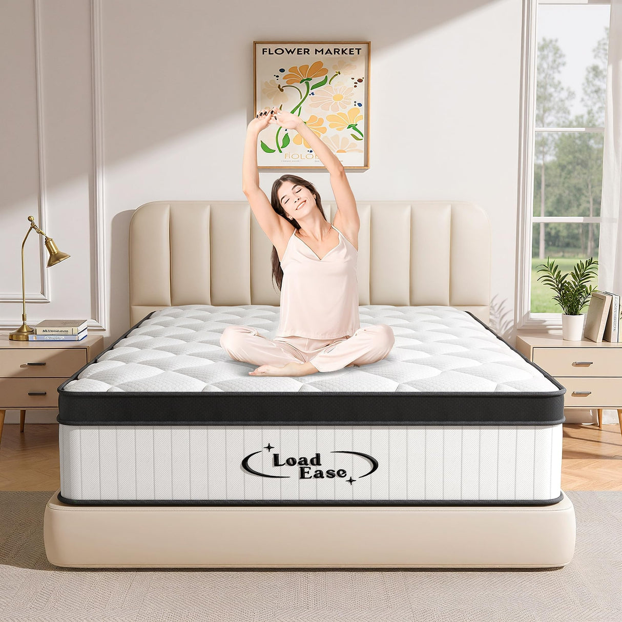 LoadEase Full Size Mattress, 10 Inch Full Mattress, Medium Firm Memory Foam & Individually Wrapped Pocket Springs for Back Neck Pain Relief, Motion Isolation, Edge Support LoadEase