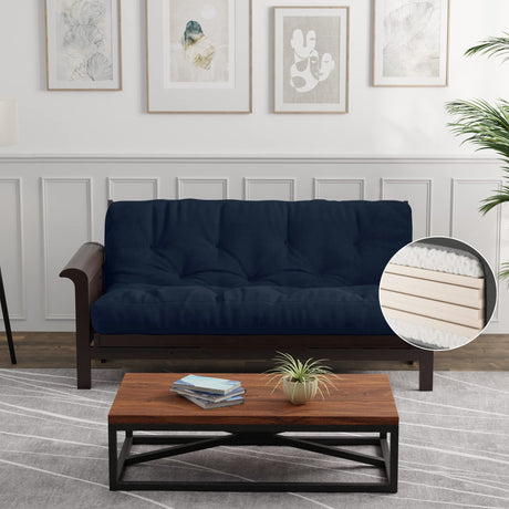 Loosh Premium Queen Size Sofa Bed Memory Foam Futon Mattress - 10" USA Made, Navy, No Frame Loosh