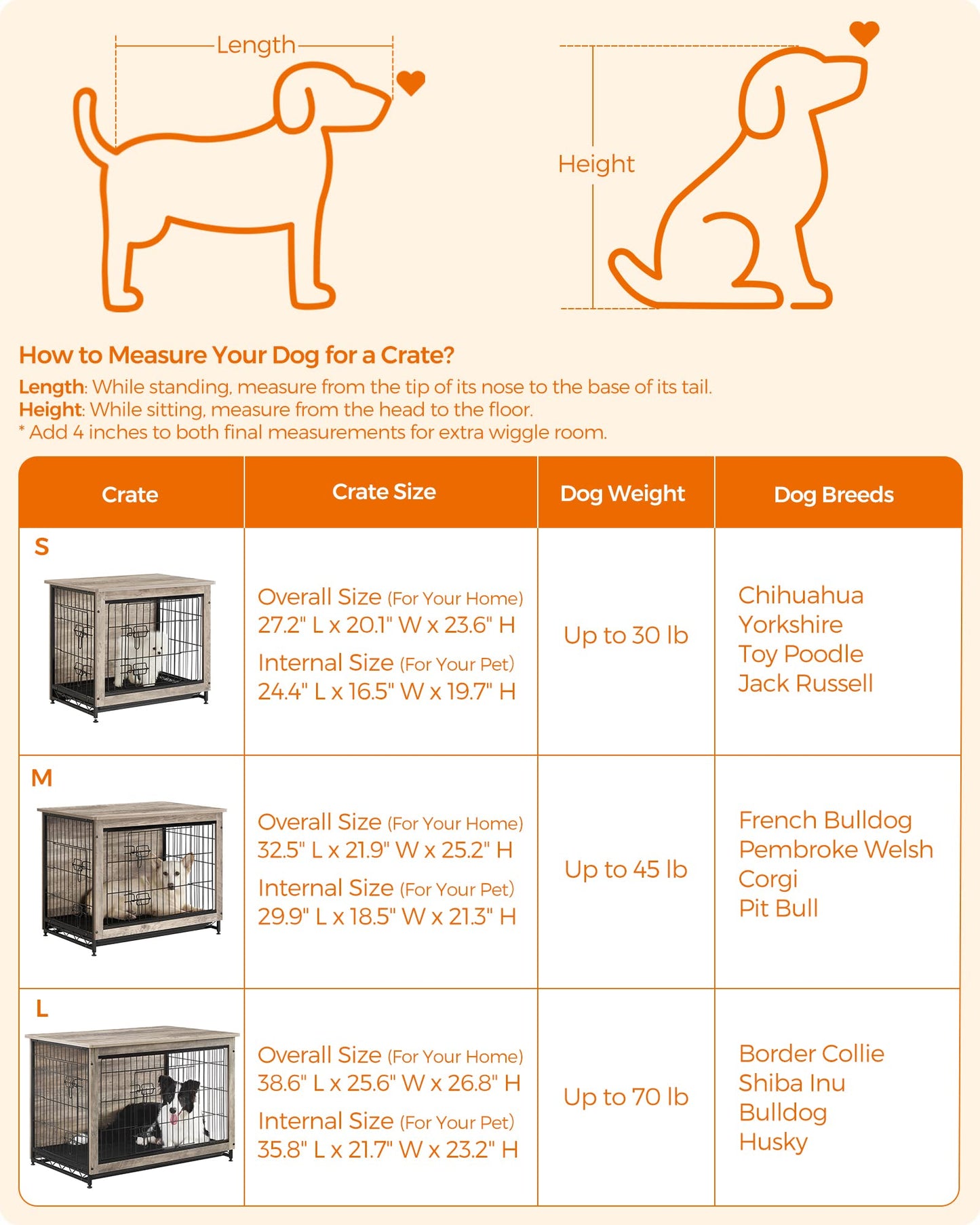 Feandrea Dog Crate Furniture, Side End Table, Modern Kennel for Dogs Indoor up to 70 lb, Heavy-Duty Dog Cage with Multi-Purpose Removable Tray, Double-Door Dog House, Greige UPFC003G01 - WoodArtSupply