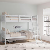 Storkcraft Caribou Bunk Bed Twin Over Twin Bunk Bed (White) - GREENGUARD Gold Certified, Twin Bunk Beds for Kids, Converts to 2 Individual Twin Beds, Bunk Beds for Kids Storkcraft