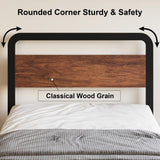 Fly-CTsoar 18 Inch Twin Bed Frame with Wood Headboard, Heavy Duty Metal Slats, with Under Bed Storage, No Noise, No Box Spring Needed, Easy Assembly, Black Fly-CTsoar